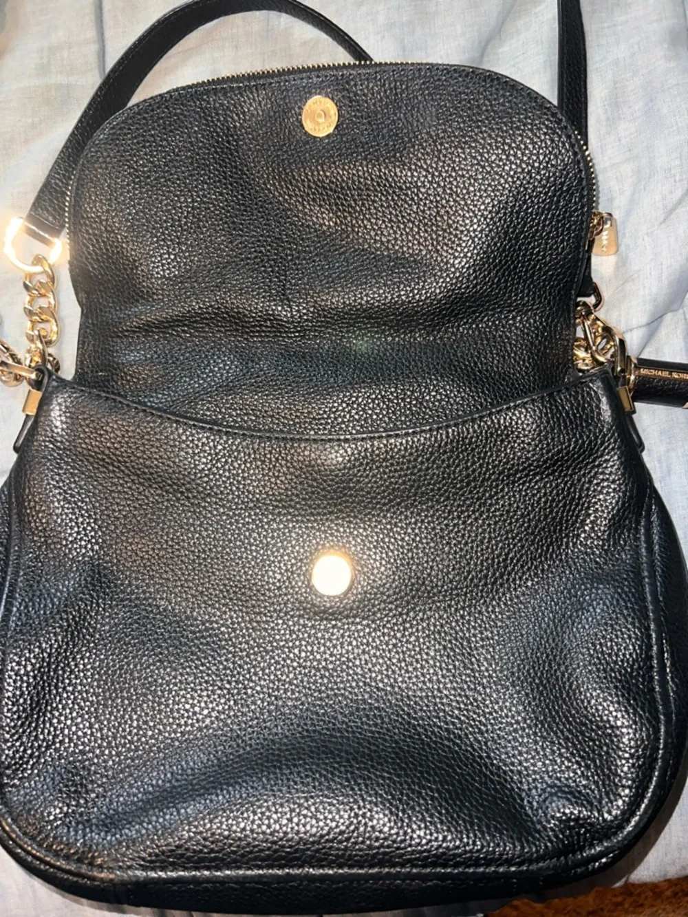 Michael Kors Black Pebbled Leather Crossbody Bag with Tassel